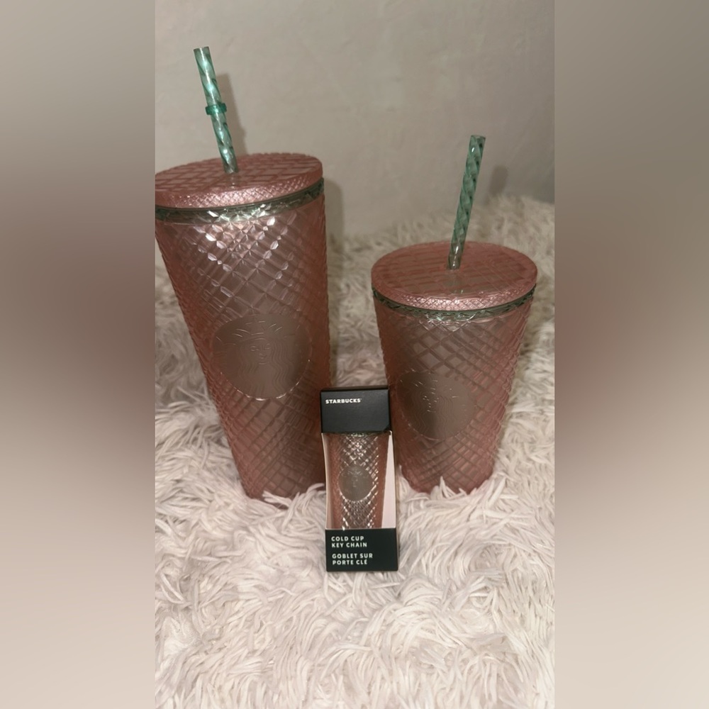 Starbucks Summer 2023 Pink & Green Jewled Pearl Tumbler